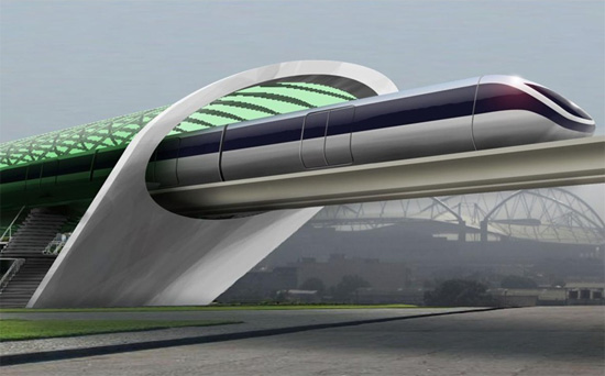 Uma renderização conceitual para o Aeromóvel, um sistema Elon Musk semelhante à sua Hyperloop. Foto via Dvice. Uma renderização conceitual para o Aeromóvel, um sistema Elon Musk semelhante à sua Hyperloop. Foto via Dvice.